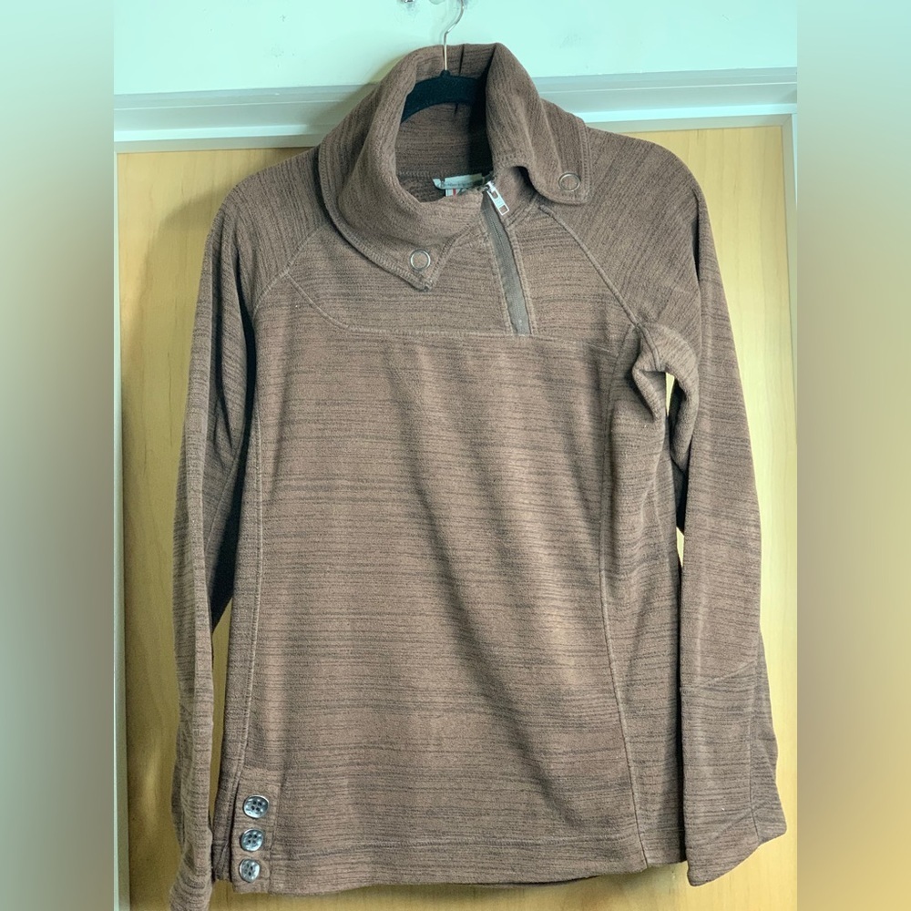 Avalanche Brown Fleece Pullover Hiking Layer - Gorpcore Outdoor Sweater. Size: M